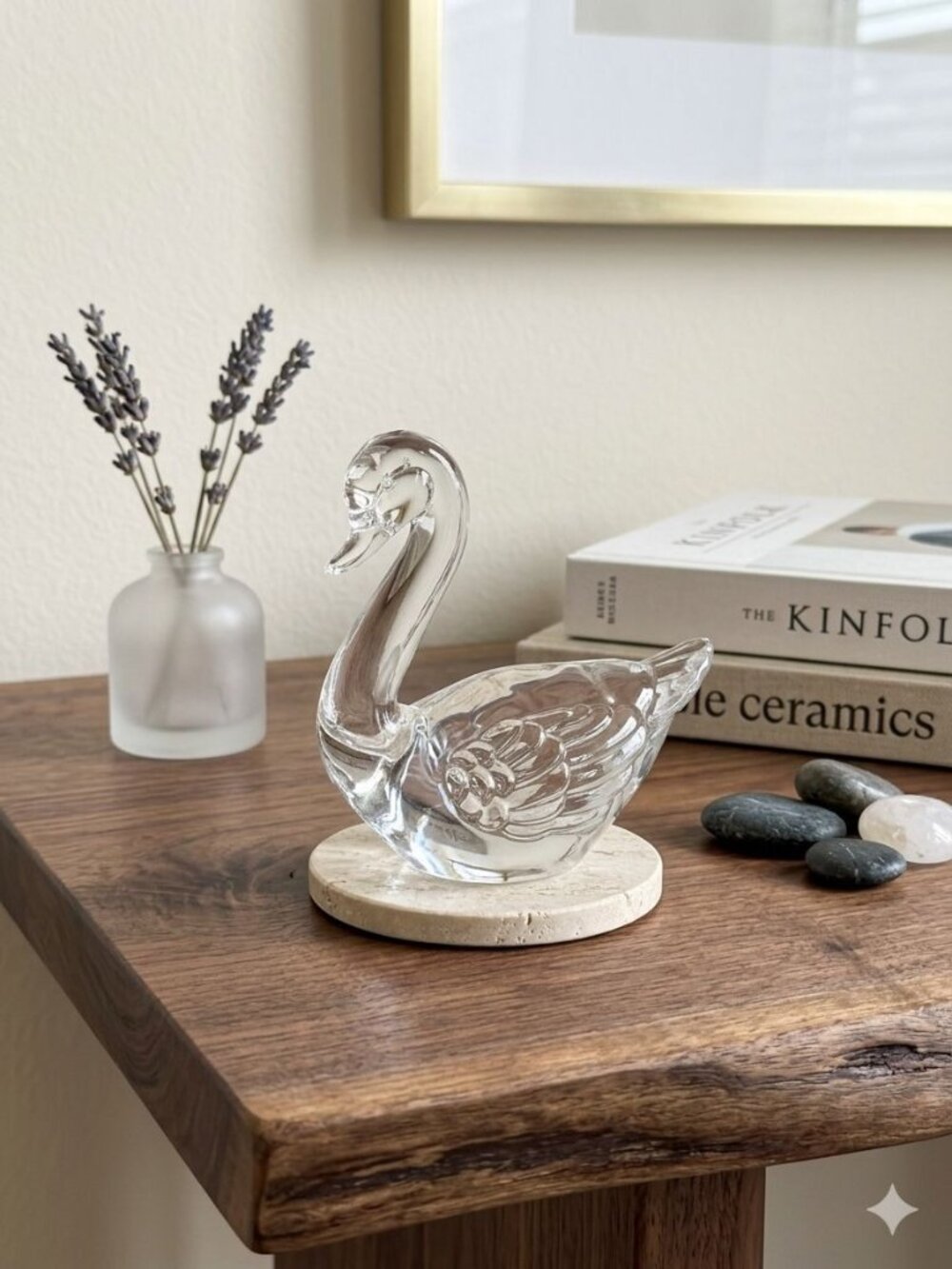 1980 Vintage Fenton Clear Glass Swan Figurine 4" Paperweight Art Glass Made in U